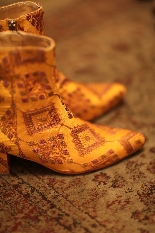 SILK EMBROIDERED BOOTS KINDRA - sustainably made MOMO NEW YORK sustainable clothing, boots slow fashion