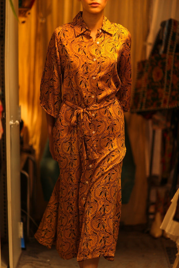 SILK HAND BLOCK PRINT RUTH - sustainably made MOMO NEW YORK sustainable clothing, dress slow fashion