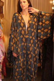 SILK WING KIMONO PINA GOLDEN QUADRANGLE - sustainably made MOMO NEW YORK sustainable clothing, handmade slow fashion