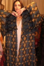 SILK WING KIMONO PINA GOLDEN QUADRANGLE - sustainably made MOMO NEW YORK sustainable clothing, handmade slow fashion