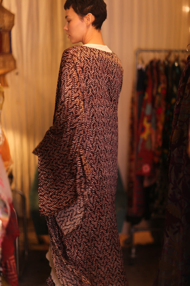 SILK WING KIMONO PINA MAZE - sustainably made MOMO NEW YORK sustainable clothing, handmade slow fashion