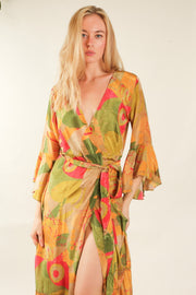 SILK WRAP DRESS KIMONO ISARA - sustainably made MOMO NEW YORK sustainable clothing, new slow fashion