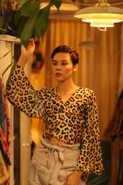 SILK WRAP TOP AURELIA LIGHT LEOPARD - sustainably made MOMO NEW YORK sustainable clothing, new slow fashion