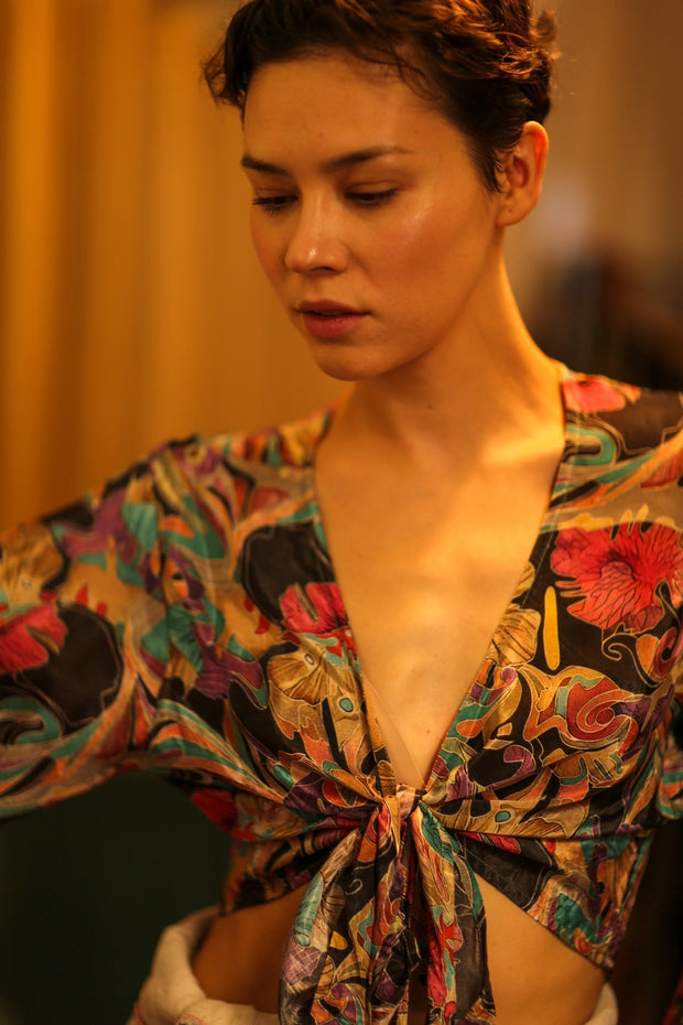 SILK WRAP TOP AURELIA - sustainably made MOMO NEW YORK sustainable clothing, new slow fashion