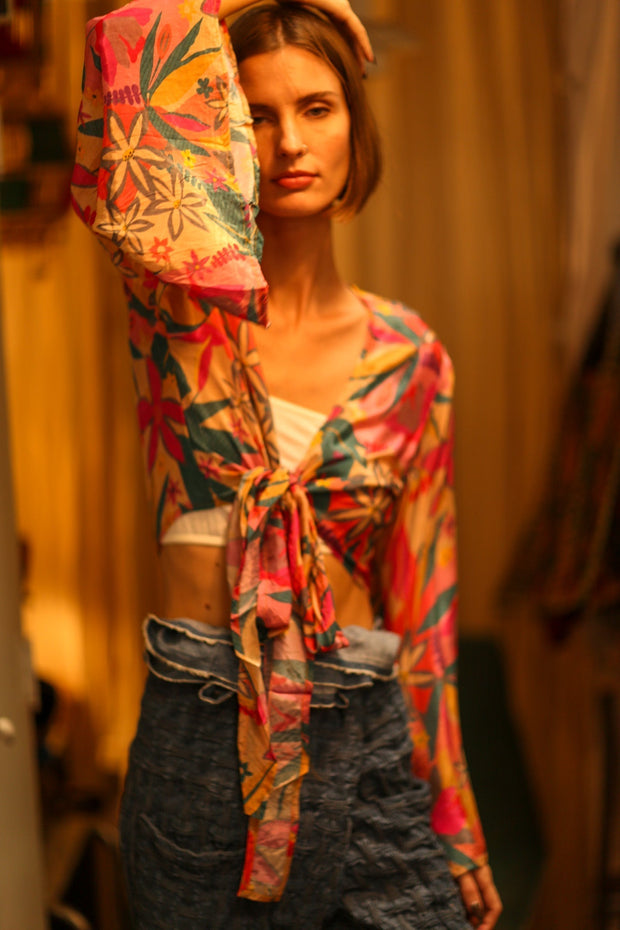 SILK WRAP TOP AURELIA NYLA - sustainably made MOMO NEW YORK sustainable clothing, new slow fashion