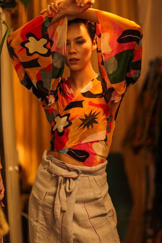 SILK WRAP TOP AURELIA SYDNEY - sustainably made MOMO NEW YORK sustainable clothing, new slow fashion