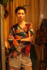 SILK WRAP TOP AURELIE DARK ORLY - sustainably made MOMO NEW YORK sustainable clothing, new slow fashion