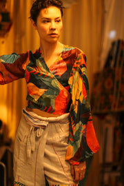 SILK WRAP TOP AURELIE DARK ORLY - sustainably made MOMO NEW YORK sustainable clothing, new slow fashion