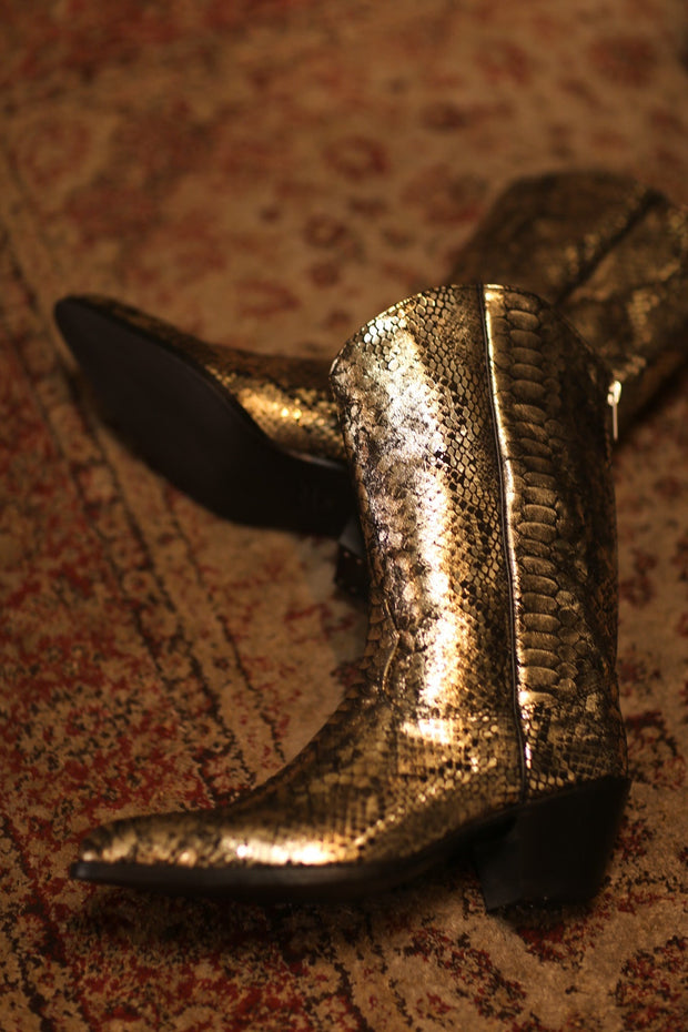 SNAKE PRINT WESTERN BOOTS SANU - sustainably made MOMO NEW YORK sustainable clothing, boots slow fashion