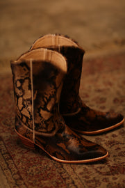 TAN ANIMAL PRINT WESTERN BOOTS - sustainably made MOMO NEW YORK sustainable clothing, boots slow fashion