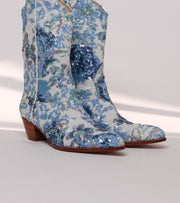 TATI SEQUINS EMBROIDERED COWBOY BOOTS - sustainably made MOMO NEW YORK sustainable clothing, ankle boots slow fashion