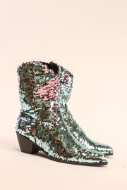 TWO TONE SEQUIN BOOTS TAHSI - sustainably made MOMO NEW YORK sustainable clothing, slow fashion