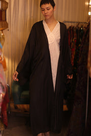 WING KIMONO PINA SOLID BLACK - sustainably made MOMO NEW YORK sustainable clothing, handmade slow fashion