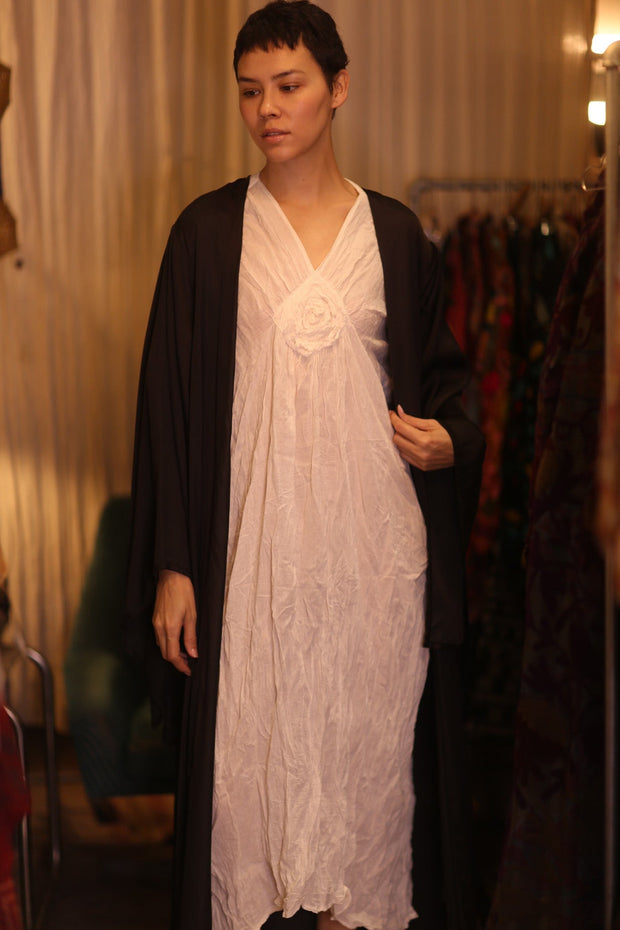 WING KIMONO PINA SOLID BLACK - sustainably made MOMO NEW YORK sustainable clothing, handmade slow fashion