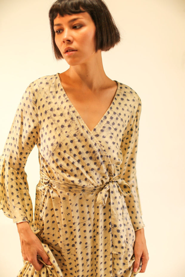 WRAP SILK DRESS KIMONO DAGMARA - sustainably made MOMO NEW YORK sustainable clothing, dress slow fashion