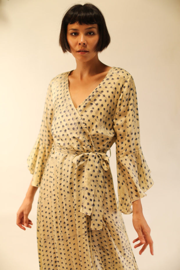 WRAP SILK DRESS KIMONO DAGMARA - sustainably made MOMO NEW YORK sustainable clothing, dress slow fashion