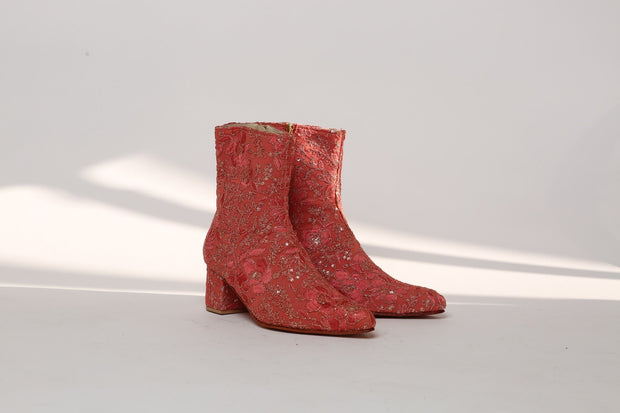YOANNA SALMON EMBELLISHED ANKLE BOOTS - sustainably made MOMO NEW YORK sustainable clothing, ankle boots slow fashion