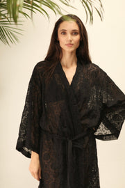 ARTEMIS BLACK CHIFFON SILK KIMONO - sustainably made MOMO NEW YORK sustainable clothing, kimono slow fashion