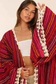 BILA ANGEL WING EMBROIDERED KIMONO DUSTER - sustainably made MOMO NEW YORK sustainable clothing, Embroidered Kimono slow fashion