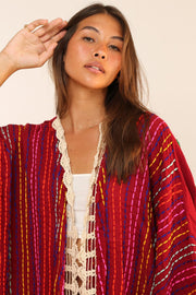 BILA ANGEL WING EMBROIDERED KIMONO DUSTER - sustainably made MOMO NEW YORK sustainable clothing, Embroidered Kimono slow fashion