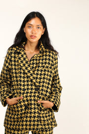 BLACK YELLOW CHECKERED JACKET BLAZER ROINA - sustainably made MOMO NEW YORK sustainable clothing, fall22 slow fashion