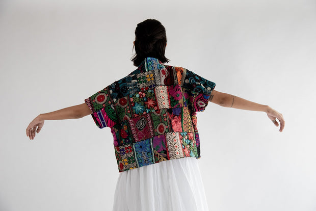 Bolero Kimono Jacket Echo - sustainably made MOMO NEW YORK sustainable clothing, embroidered slow fashion