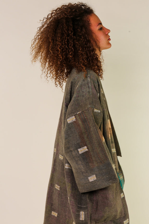 COTTON JACKET PIRA VINTAGE KANTHA QUILT - sustainably made MOMO NEW YORK sustainable clothing, Jacket slow fashion