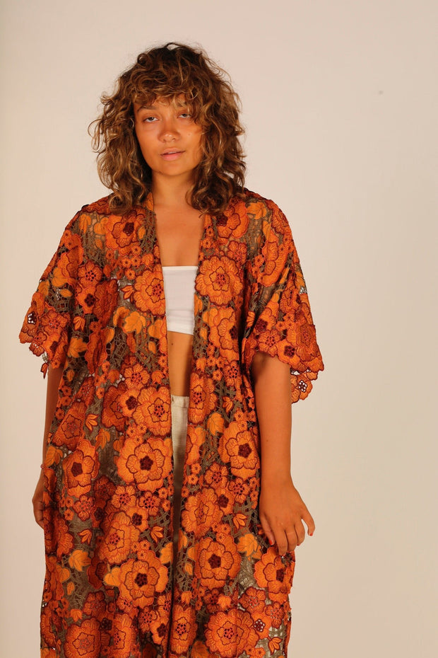 COTTON LACE KIMONO - sustainably made MOMO NEW YORK sustainable clothing, Kimono slow fashion