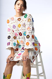 CROCHET DRESS GIGI - sustainably made MOMO NEW YORK sustainable clothing, crochet slow fashion