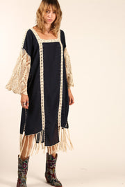 CROCHET KAFTAN HANNELI - sustainably made MOMO NEW YORK sustainable clothing, crochet slow fashion