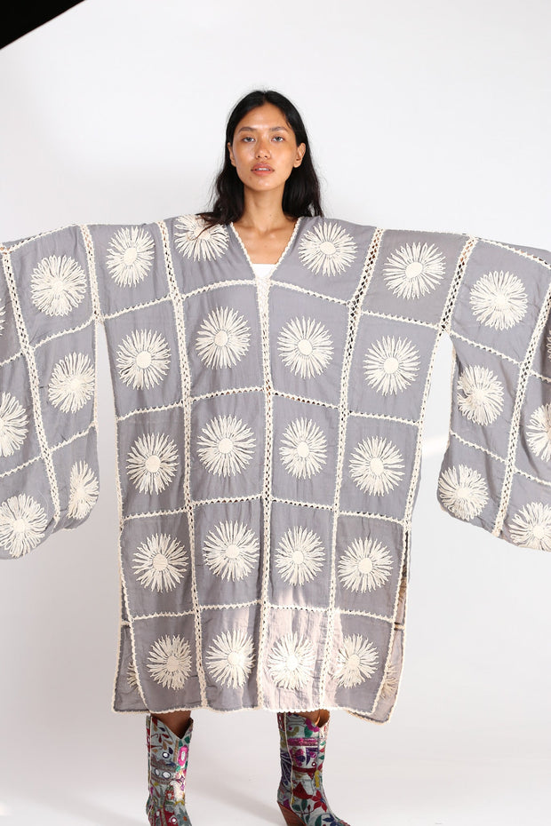 CROCHET KIMONO MAIGRET - sustainably made MOMO NEW YORK sustainable clothing, resort2023 slow fashion