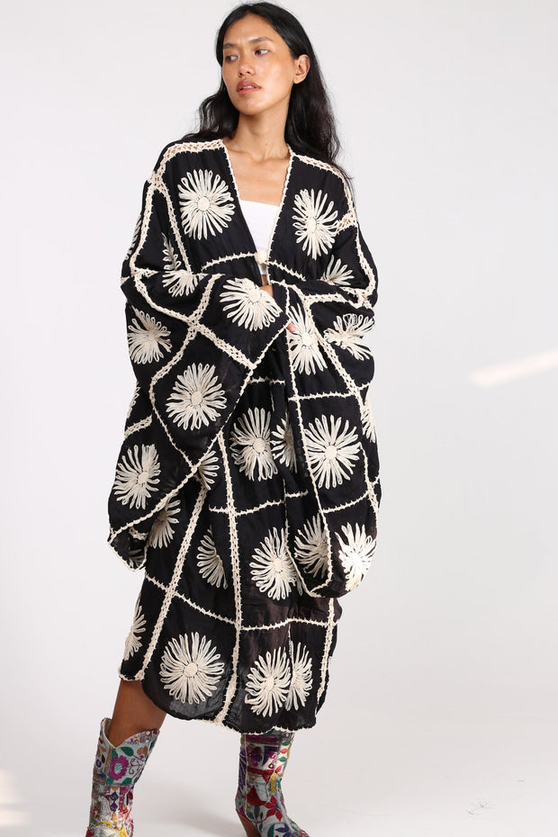 CROCHET KIMONO MAIGRET - sustainably made MOMO NEW YORK sustainable clothing, resort2023 slow fashion