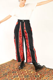 DENIM PANTS EMBROIDERED PATCHWORK VICKY - sustainably made MOMO NEW YORK sustainable clothing, fall22 slow fashion