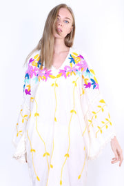 DON’T WANT SUMMER TO END EMBROIDERED KAFTAN KYRA - sustainably made MOMO NEW YORK sustainable clothing, kaftan slow fashion