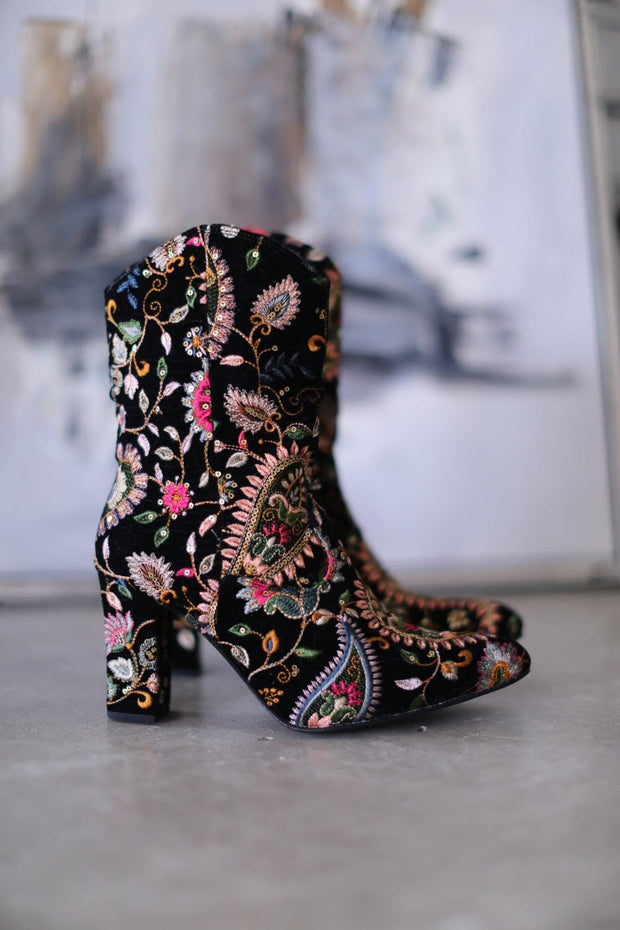 EMBROIDERED BOOTS LOUISE - sustainably made MOMO NEW YORK sustainable clothing, boots slow fashion