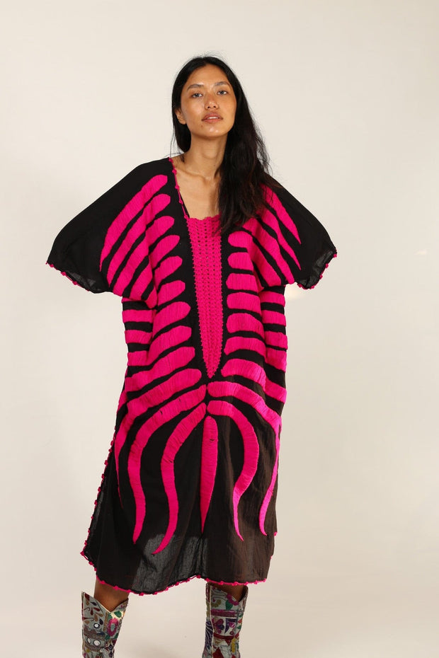 EMBROIDERED CAFTAN KAFTAN MARIE CLAIRE - sustainably made MOMO NEW YORK sustainable clothing, kaftan slow fashion