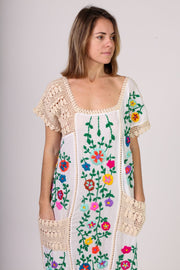 EMBROIDERED DRESS ISABELLE - sustainably made MOMO NEW YORK sustainable clothing, kaftan slow fashion