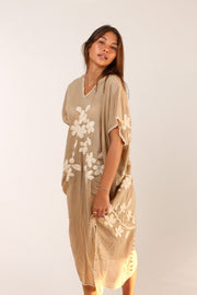 EMBROIDERED KAFTAN ALEXANDRA - sustainably made MOMO NEW YORK sustainable clothing, kaftan slow fashion