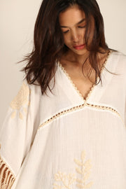 EMBROIDERED KAFTAN CASSI - sustainably made MOMO NEW YORK sustainable clothing, kaftan slow fashion