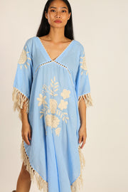 EMBROIDERED KAFTAN DRESS CASSI - sustainably made MOMO NEW YORK sustainable clothing, kaftan slow fashion