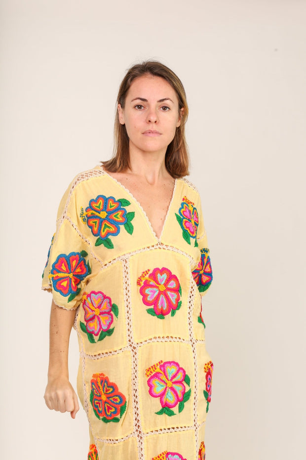 EMBROIDERED KAFTAN DRESS JOSIN - sustainably made MOMO NEW YORK sustainable clothing, kaftan slow fashion