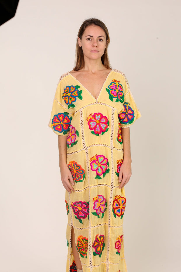 EMBROIDERED KAFTAN DRESS JOSIN - sustainably made MOMO NEW YORK sustainable clothing, kaftan slow fashion