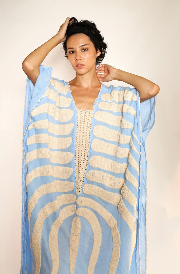 EMBROIDERED KAFTAN MARIE CLAIRE - sustainably made MOMO NEW YORK sustainable clothing, kaftan slow fashion