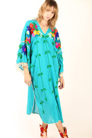 EMBROIDERED KAFTAN NATALIE - sustainably made MOMO NEW YORK sustainable clothing, resort2023 slow fashion