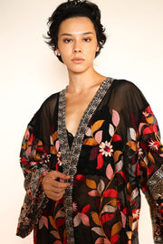 EMBROIDERED KIMONO DUSTER PIERA - sustainably made MOMO NEW YORK sustainable clothing, fall22 slow fashion