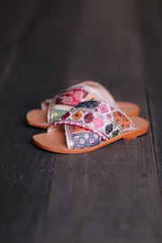 EMBROIDERED LEATHER SLIP ON SANDALS TRIBECA - sustainably made MOMO NEW YORK sustainable clothing, sandals slow fashion