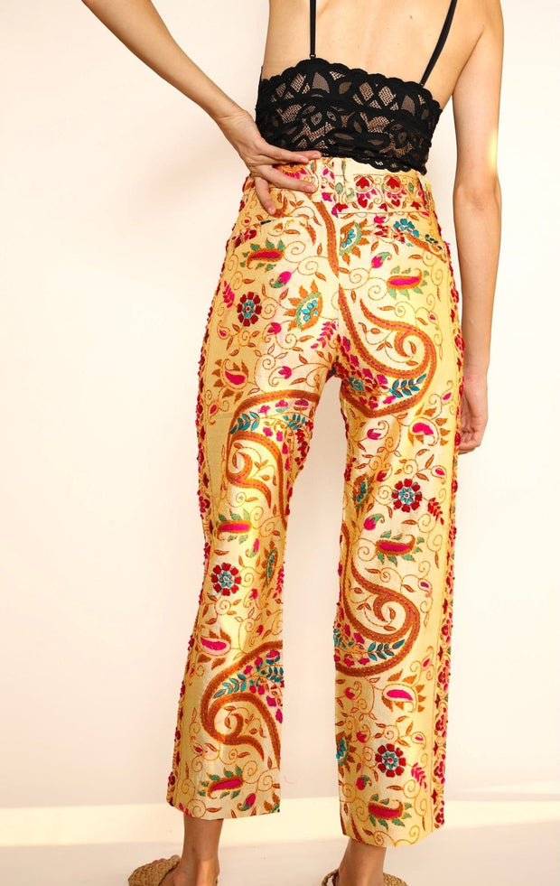 EMBROIDERED PANTS FARRAH - sustainably made MOMO NEW YORK sustainable clothing, pants slow fashion