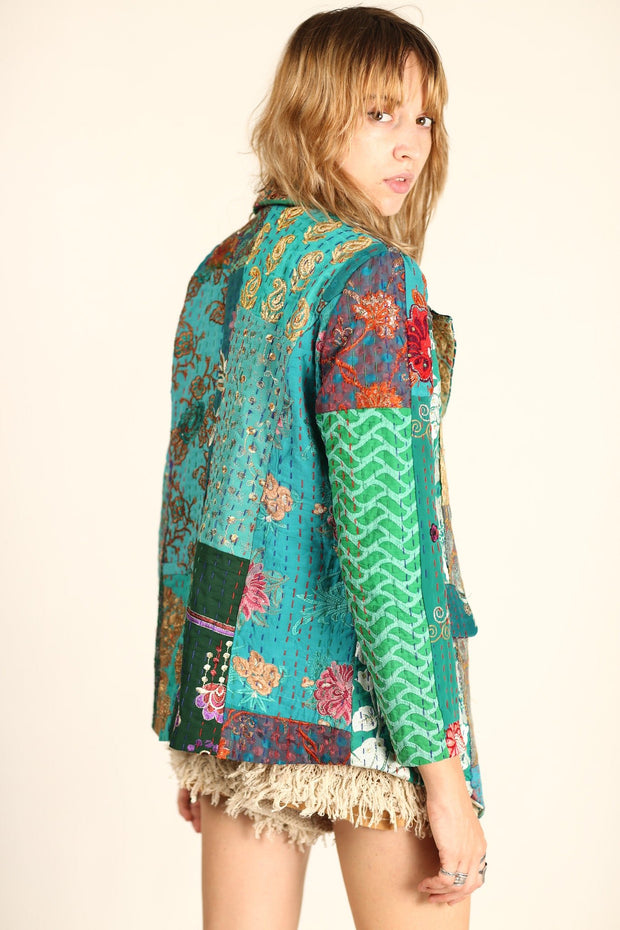 EMBROIDERED PATCHWORK JACKET PENNY - sustainably made MOMO NEW YORK sustainable clothing, Jacket slow fashion