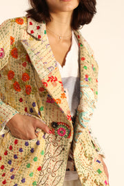 EMBROIDERED PATCHWORK JACKET PENNY - sustainably made MOMO NEW YORK sustainable clothing, Jacket slow fashion