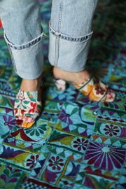 EMBROIDERED PATCHWORK SANDAL MULES LULU - sustainably made MOMO NEW YORK sustainable clothing, mules slow fashion